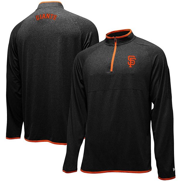 Men's New Era Black San Francisco Giants Brushed Jersey Raglan Quarter-Zip  Pullover Jacket