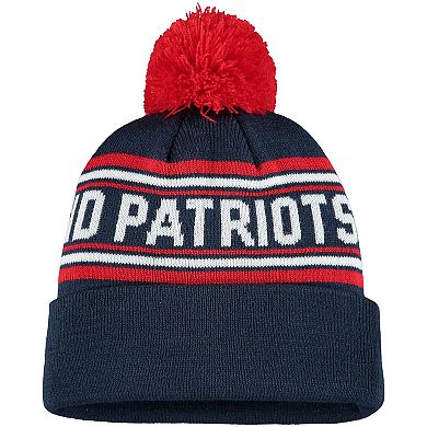 Youth Navy New England Patriots Jacquard Cuffed Knit Hat with Pom