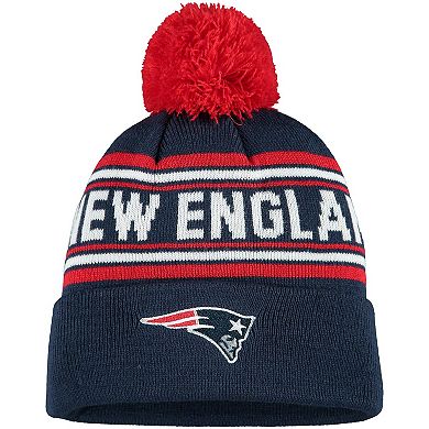 Youth Navy New England Patriots Jacquard Cuffed Knit Hat with Pom