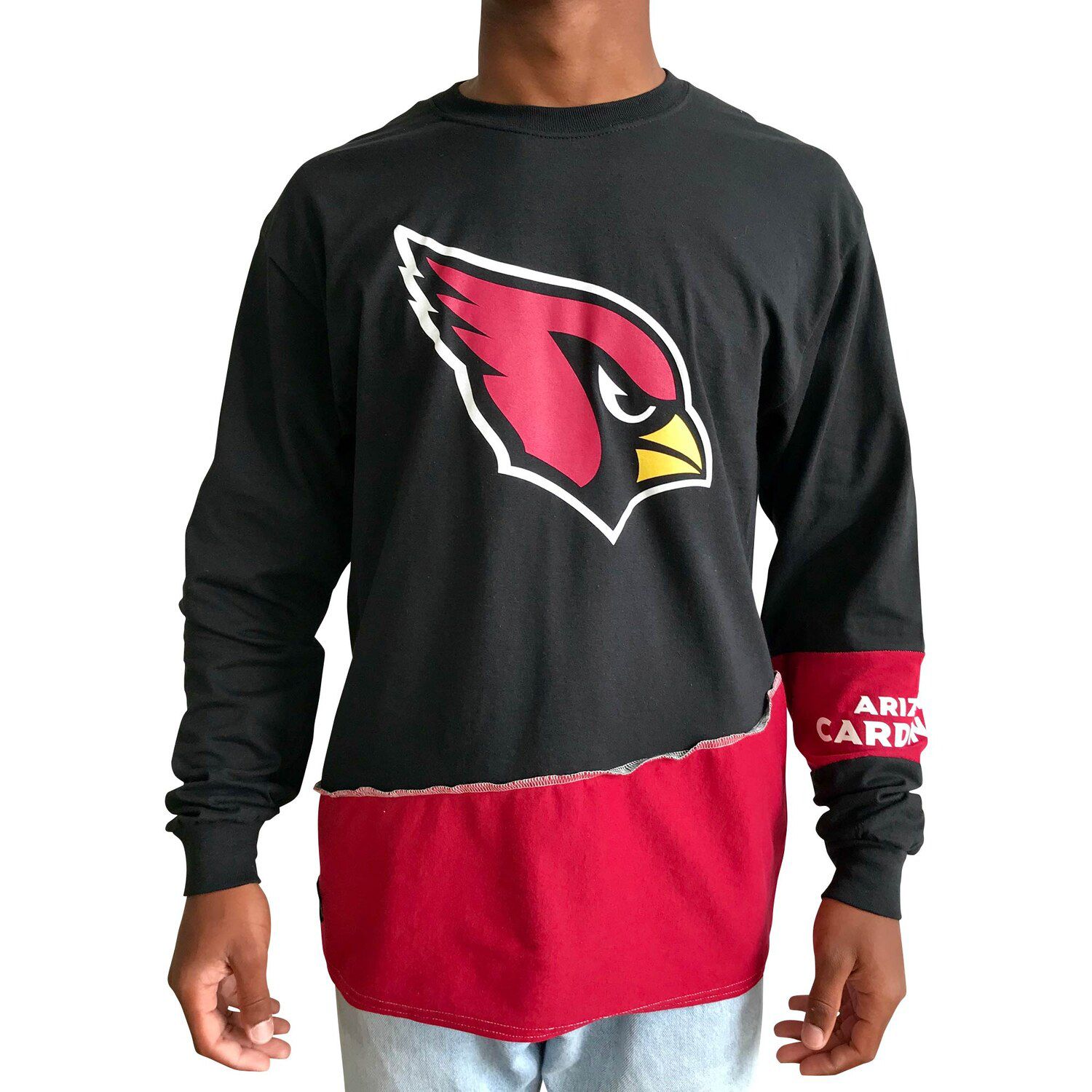 Men's Nike White/Cardinal Arizona Cardinals Throwback Raglan Long Sleeve T-Shirt