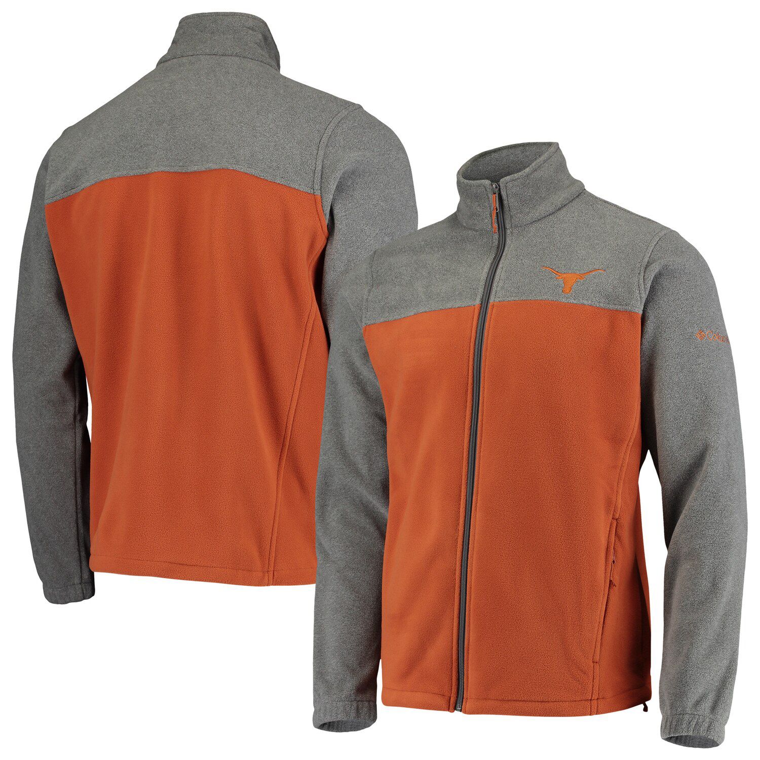 orange columbia fleece jacket