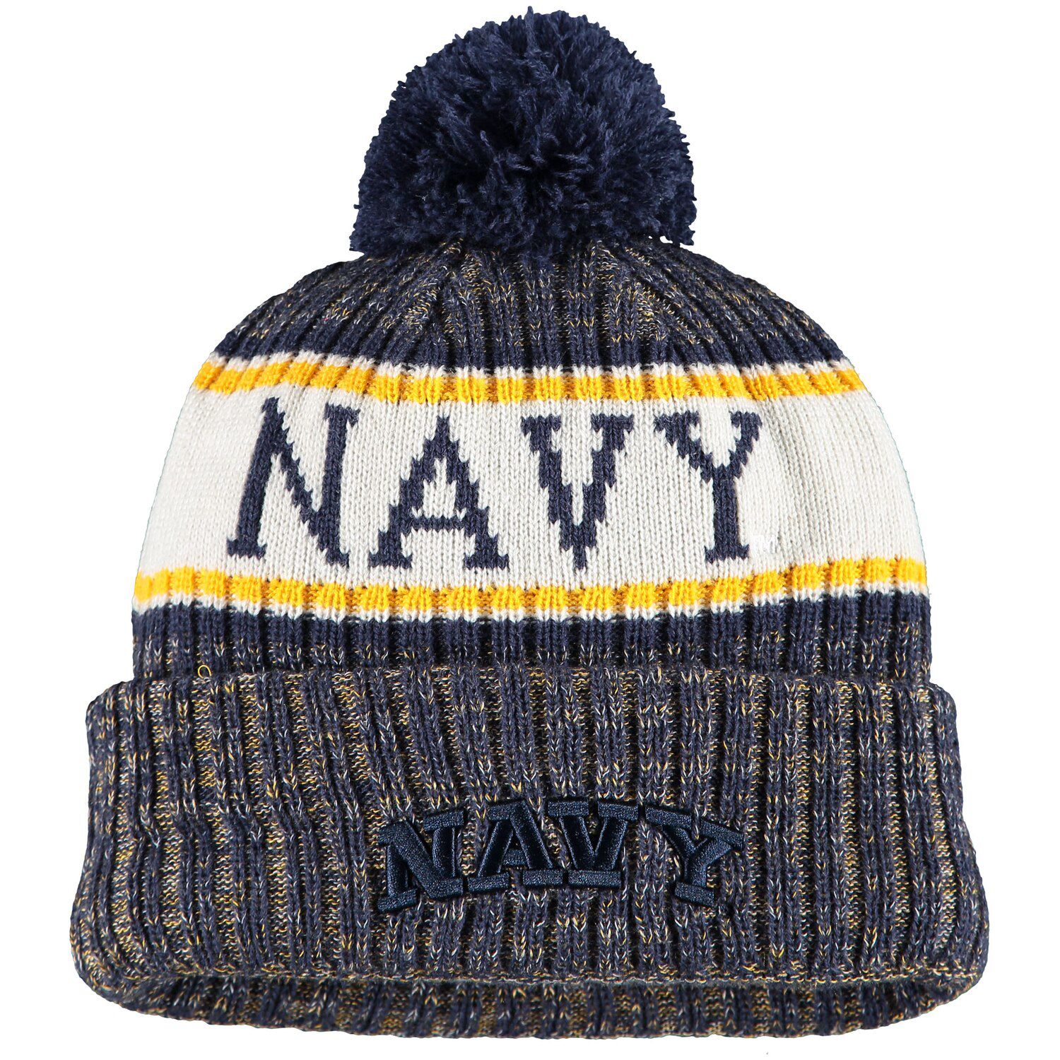 New Era Youth Boys Navy Detroit Tigers Striped Cuffed Knit Hat with Pom