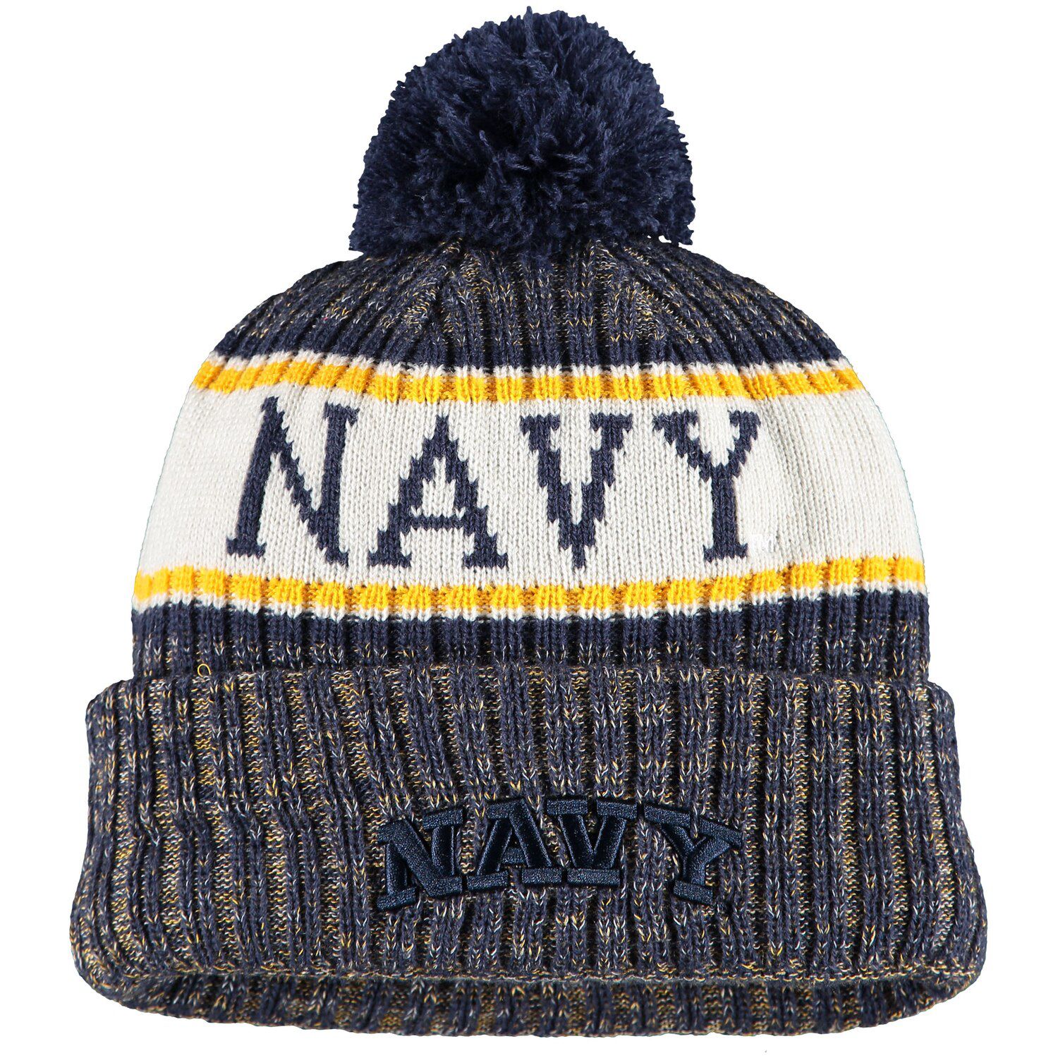 New Era Men's Navy Detroit Tigers Marl Cuffed Knit Hat with Pom