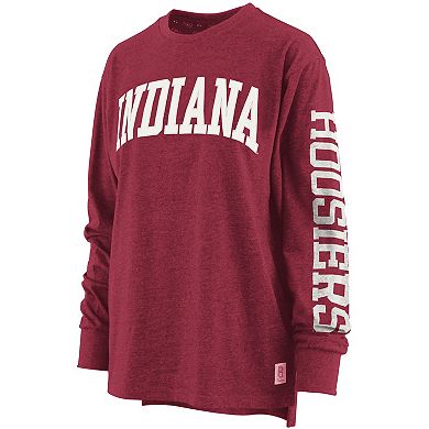 Women's Pressbox Heathered Crimson Indiana Hoosiers Two-Hit Canyon Long Sleeve T-Shirt