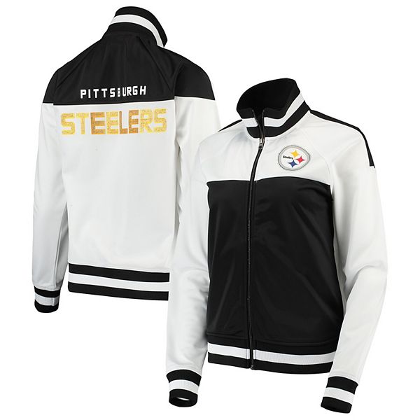 G-III Pittsburgh Steelers Black Full-Zip Lateral Track Jacket