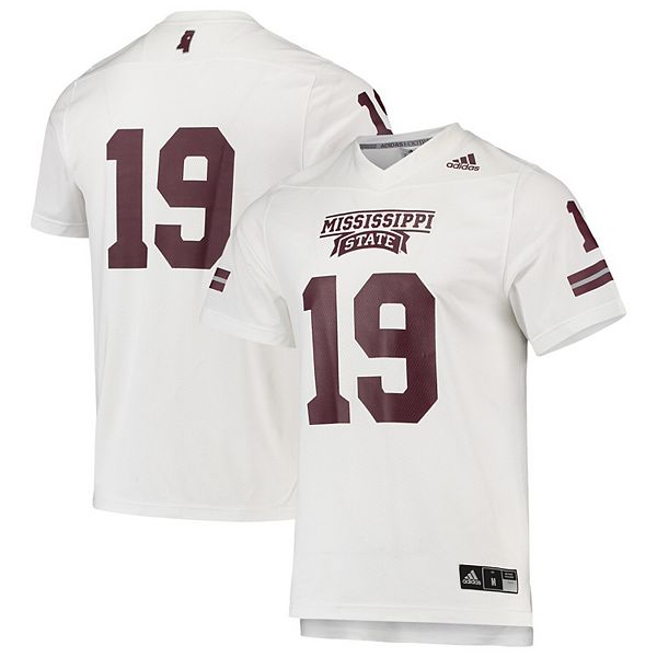 Men's adidas #19 White Mississippi State Bulldogs Replica Football Jersey