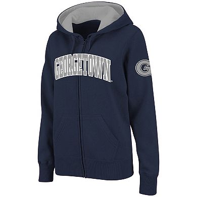 Women's Stadium Athletic Navy Georgetown Hoyas Arched Name Full-Zip Hoodie