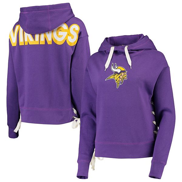 Women's Minnesota Vikings WEAR by Erin Andrews Black Cropped Sponge Fleece  Pullover Hoodie