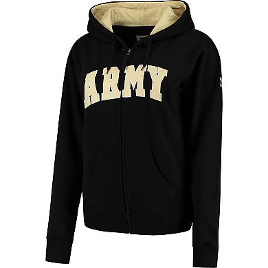 Women's Stadium Athletic Black Army Black Knights Helmet Arched Name Full-Zip Sweatshirt