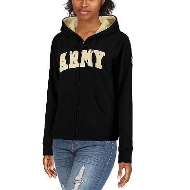 Women's Stadium Athletic Black Army Black Knights Helmet Arched Name Full-Zip Sweatshirt