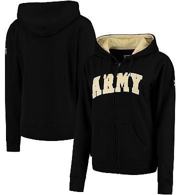 Women's Stadium Athletic Black Army Black Knights Helmet Arched Name Full-Zip Sweatshirt