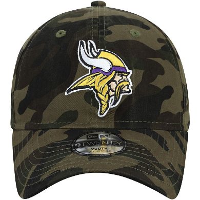 Youth New Era Camo Minnesota Vikings Core Classic Woodland Camo 9TWENTY Adjustable Hat