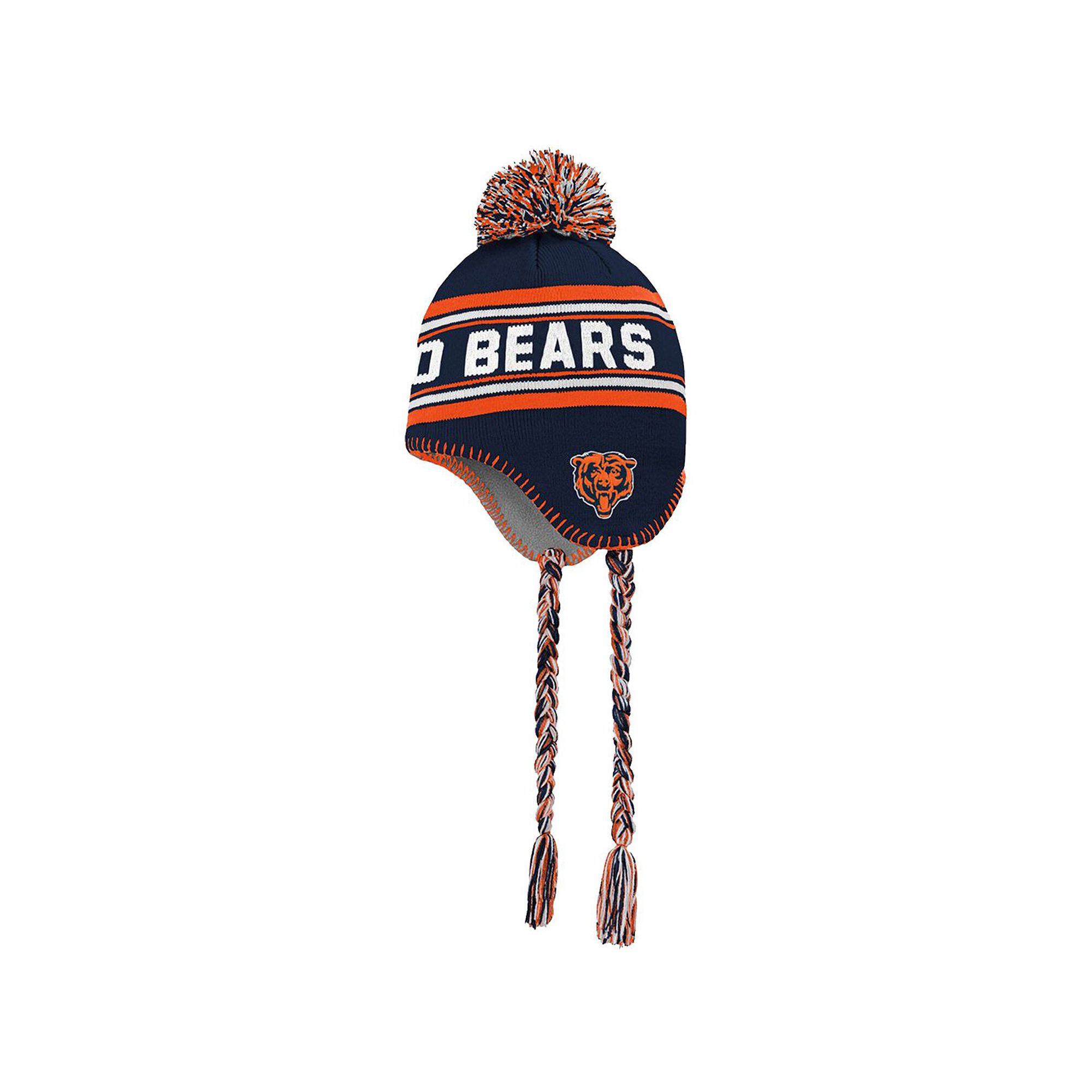 Preschool Navy/Orange Chicago Bears Jacquard Tassel Knit Hat with Pom, Blue