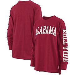 Women's Profile Heather Crimson Alabama Tide Plus Size Arched City Sleeve Stripe V-Neck T-Shirt