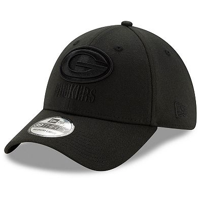 Men's New Era Black Green Bay Packers Logo 39THIRTY Flex Hat