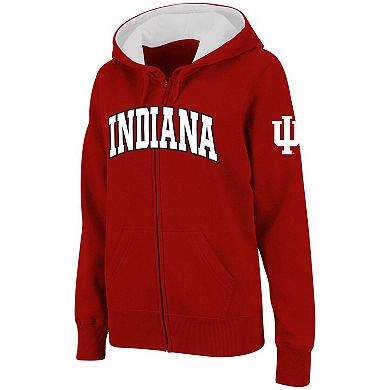 Women's Stadium Athletic Crimson Indiana Hoosiers Arched Name Full-Zip Hoodie