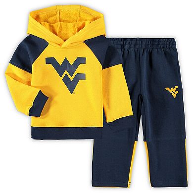 Toddler Gold West Virginia Mountaineers Sideline Raglan Pullover Hoodie & Pants Set