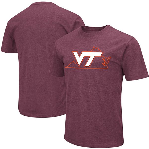 Men's Colosseum Maroon Virginia Tech Hokies State Outline T-Shirt