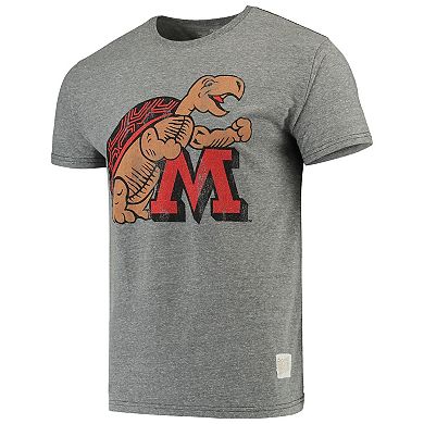 Men's Original Retro Brand Heathered Gray Maryland Terrapins Vintage Logo Tri-Blend T-Shirt