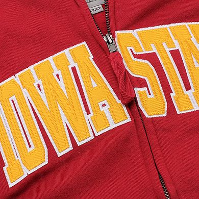Women's Stadium Athletic Cardinal Iowa State Cyclones Arched Name Full-Zip Hoodie