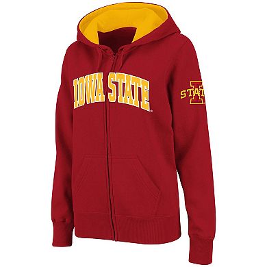 Women's Stadium Athletic Cardinal Iowa State Cyclones Arched Name Full-Zip Hoodie