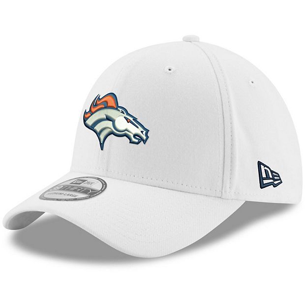 NFL Denver Broncos Hat, White, New Era 39thirty, Small-Medium