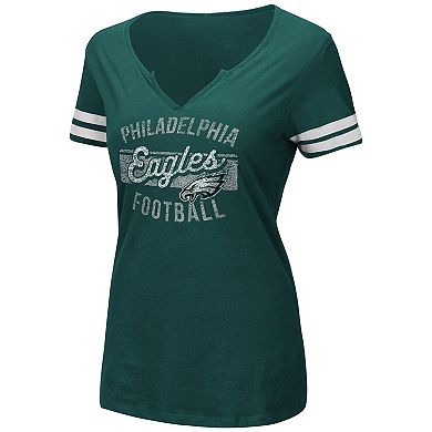 Women's Majestic Midnight Green/White Philadelphia Eagles Showtime Tailgate Party Notch Neck T-Shirt