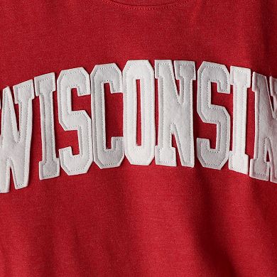 Women's Pressbox Heathered Red Wisconsin Badgers Two-Hit Canyon Long Sleeve T-Shirt