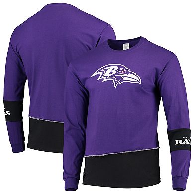 Men's Refried Apparel Purple/Black Baltimore Ravens Sustainable Upcycled  Angle Long Sleeve T-Shirt