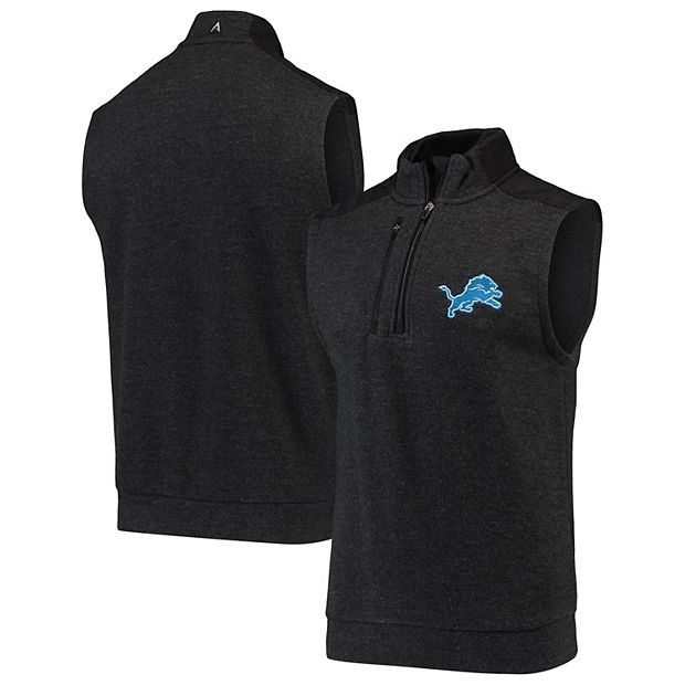 Men's Antigua Heathered Gray Detroit Lions Course Full-Zip Vest