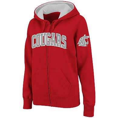 Women's Stadium Athletic Crimson Washington State Cougars Arched Name Full-Zip Hoodie