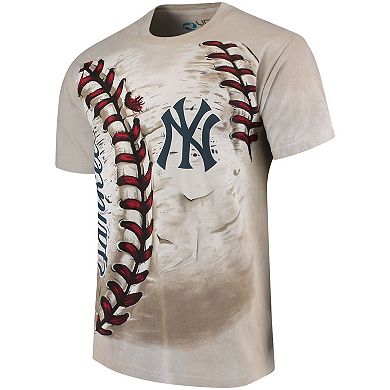 Men's Cream New York Yankees Hardball Tie-Dye T-Shirt