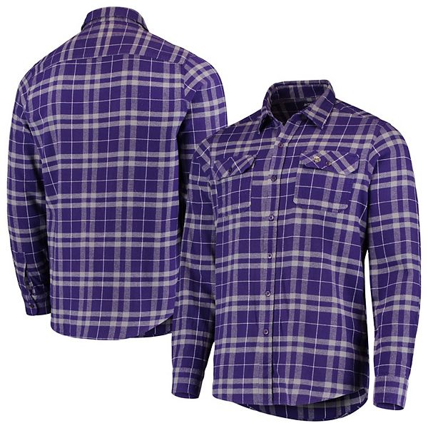 Men's Antigua Purple/Gray Minnesota Vikings Stance Flannel Button-Up Long  Sleeve Shirt