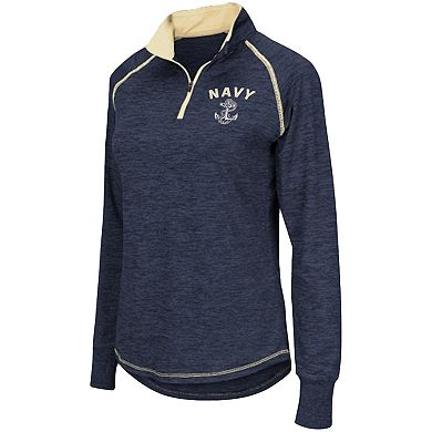 Women's Colosseum Navy Navy Midshipmen Bikram Lightweight Fitted Quarter-Zip Long Sleeve Top