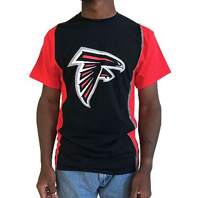 Men's Refried Apparel Black/Red Atlanta Falcons Sustainable Upcycled Split T-Shirt