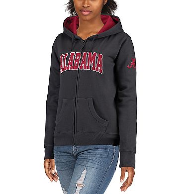 Women's Stadium Athletic Charcoal Alabama Crimson Tide Arched Name Full-Zip Hoodie