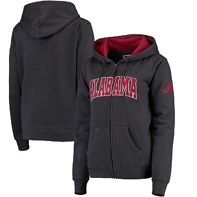 Women's Stadium Athletic Charcoal Alabama Crimson Tide Arched Name Full-Zip Hoodie