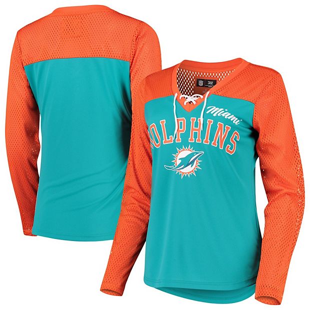 Miami Dolphins Neutral Colour Logo Long Sleeve T-Shirt - Mens