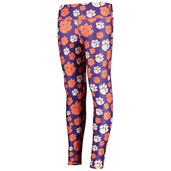 Girls Youth ZooZatz Orange/Purple Clemson Tigers Stacked Mascot Leggings