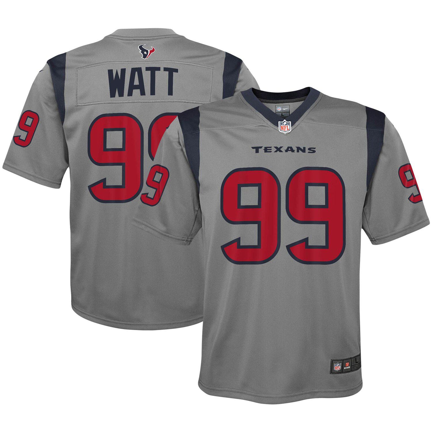 J.J. Watt Gray Houston Texans Inverted 
