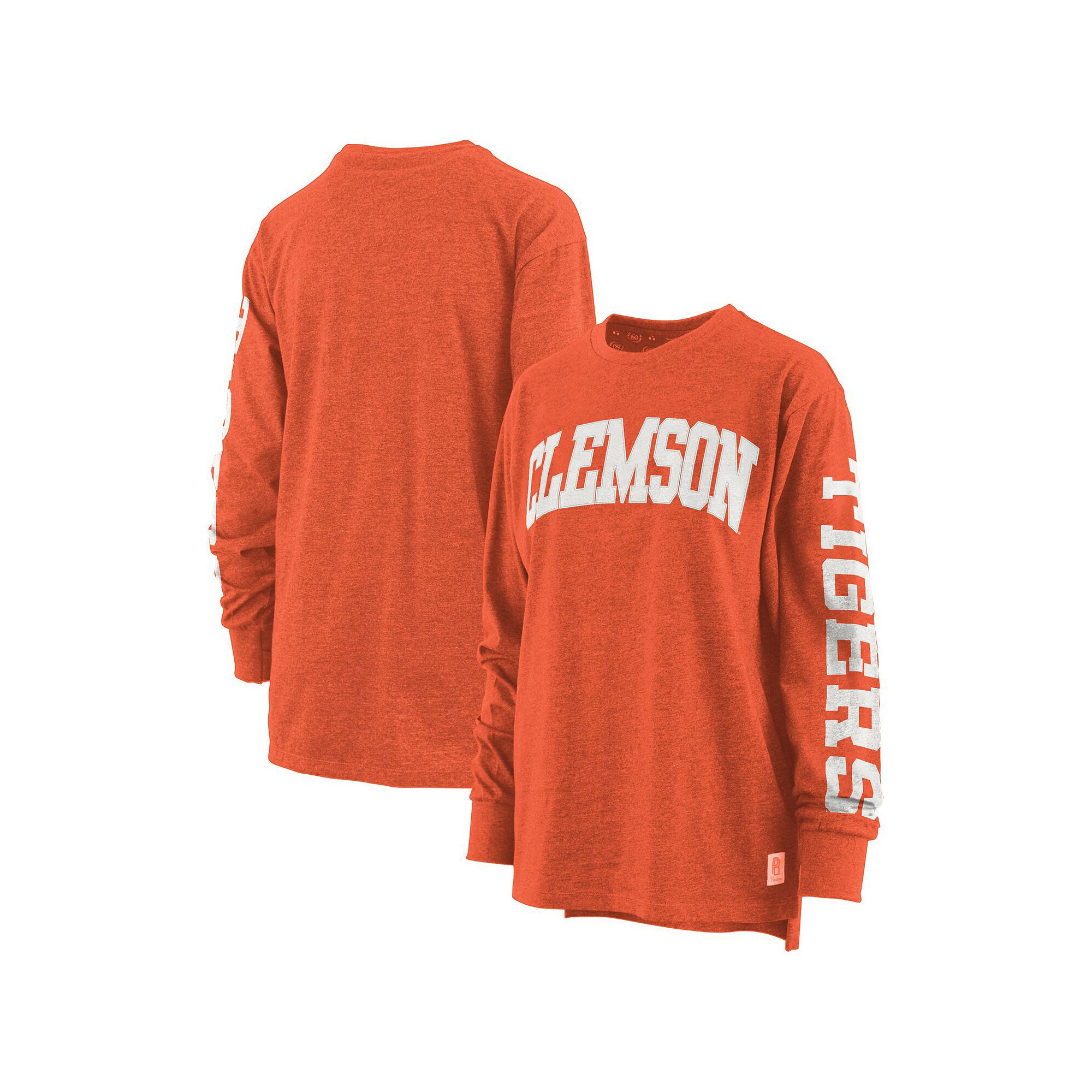 Womens Pressbox Orange Clemson Tigers Plus Size Two-Hit Canyon Long Sleeve