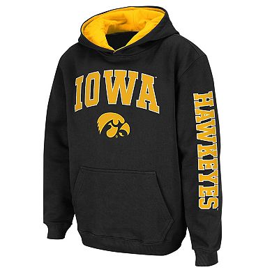 Youth Colosseum Black Iowa Hawkeyes 2-Hit Team Pullover Hoodie