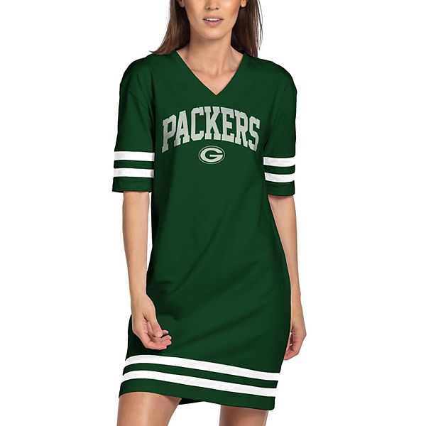 Women's Junk Food Green Green Bay Packers Half-Sleeve V-Neck Dress