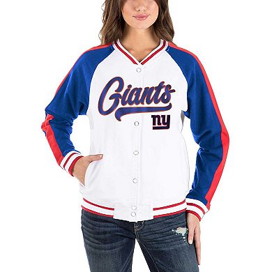Women's New Era White/Royal New York Giants Varsity Full Snap Jacket