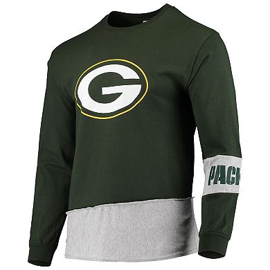 Men's Refried Apparel Green/Gray Green Bay Packers Sustainable Upcycled Angle Long Sleeve T-Shirt
