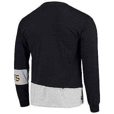 Men's Refried Apparel Black/Gray New Orleans Saints Sustainable Upcycled Angle Long Sleeve T-Shirt