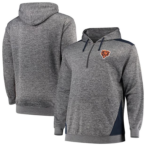 Men's Profile Heathered Charcoal/Navy Chicago Bears Big & Tall Quarter-Zip  Fleece Hoodie