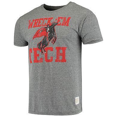 Men's Original Retro Brand Heathered Gray Texas Tech Red Raiders Vintage Logo Tri-Blend T-Shirt