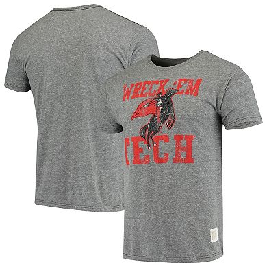 Men's Original Retro Brand Heathered Gray Texas Tech Red Raiders Vintage Logo Tri-Blend T-Shirt