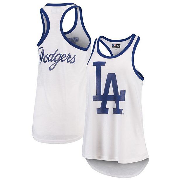 Women's G-III 4Her by Carl Banks White Los Angeles Dodgers Tater Racerback  Tank Top